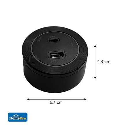 เต้ารับไร้สาย ELECKTA 1 USB-A + 1 USB TYPE-C 20 วัตต์ สีดำ_4