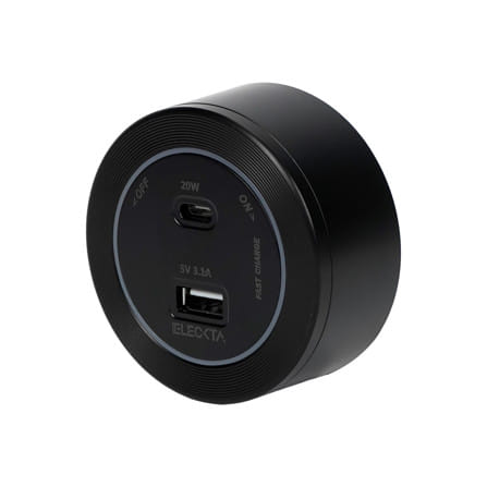 เต้ารับไร้สาย ELECKTA 1 USB-A + 1 USB TYPE-C 20 วัตต์ สีดำ_1