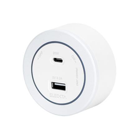 เต้ารับไร้สาย ELECKTA 1 USB-A + 1 USB TYPE-C 20 วัตต์ สีขาว_1