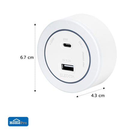 เต้ารับไร้สาย ELECKTA 1 USB-A + 1 USB TYPE-C 20 วัตต์ สีขาว_5