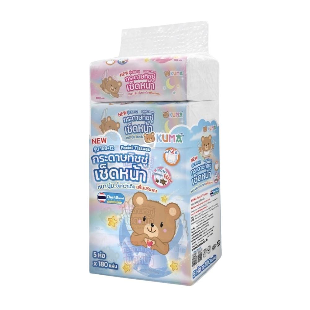 กระดาษเช็ดหน้า KUMA 180 แผ่น (แพ็ก 5 ชิ้น)