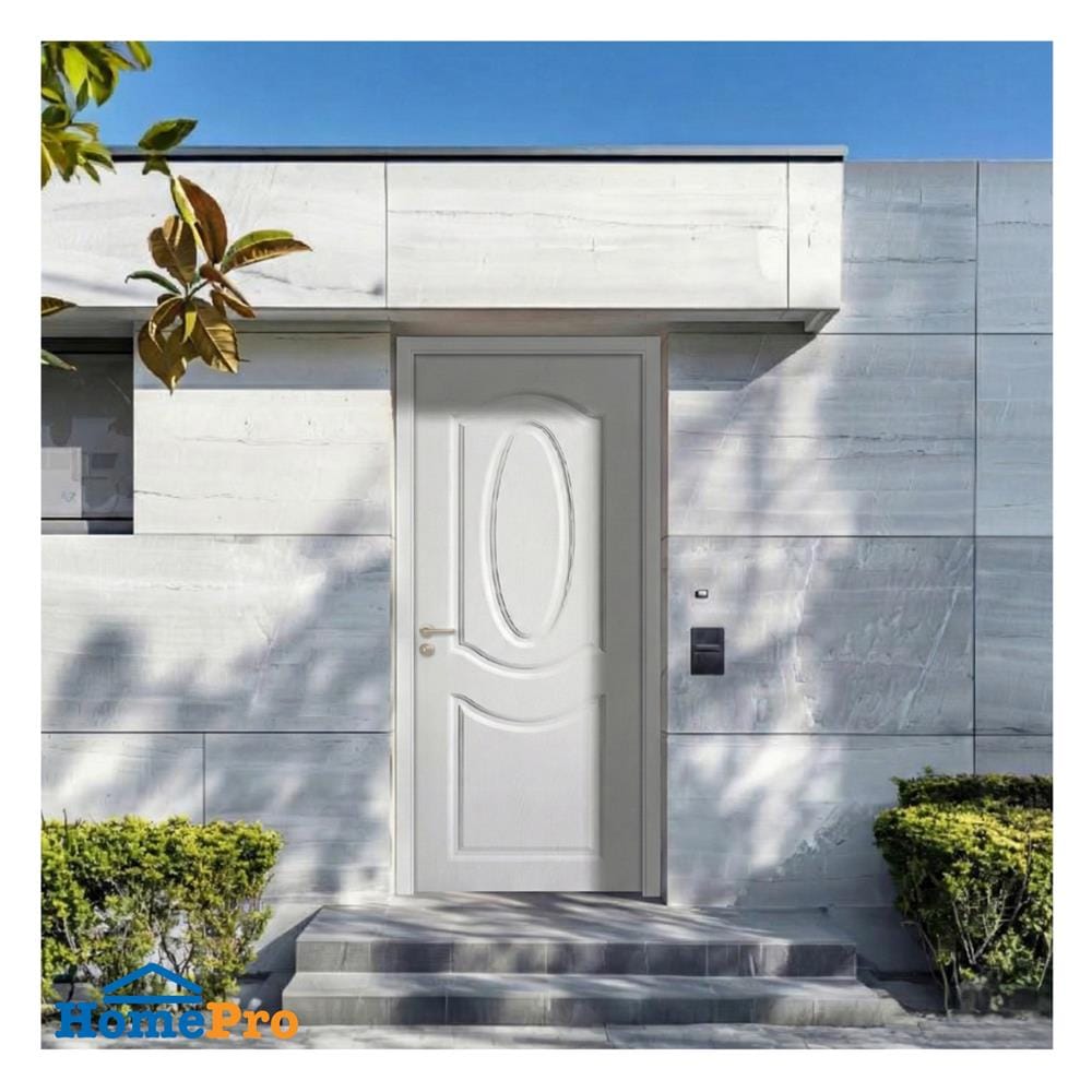 ประตูภายนอก UPVC เจาะลูกบิด MODERNWOOD MWR002 80x200 ซม. สีขาว