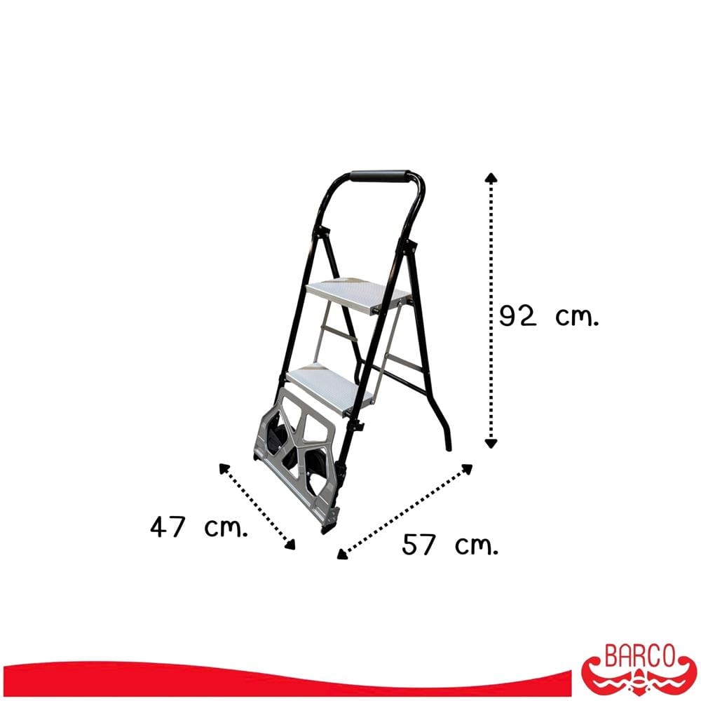 บันไดรถเข็น STEP 2 ขั้น BARCO TRLA-002-ALU สีเงิน-ดำ