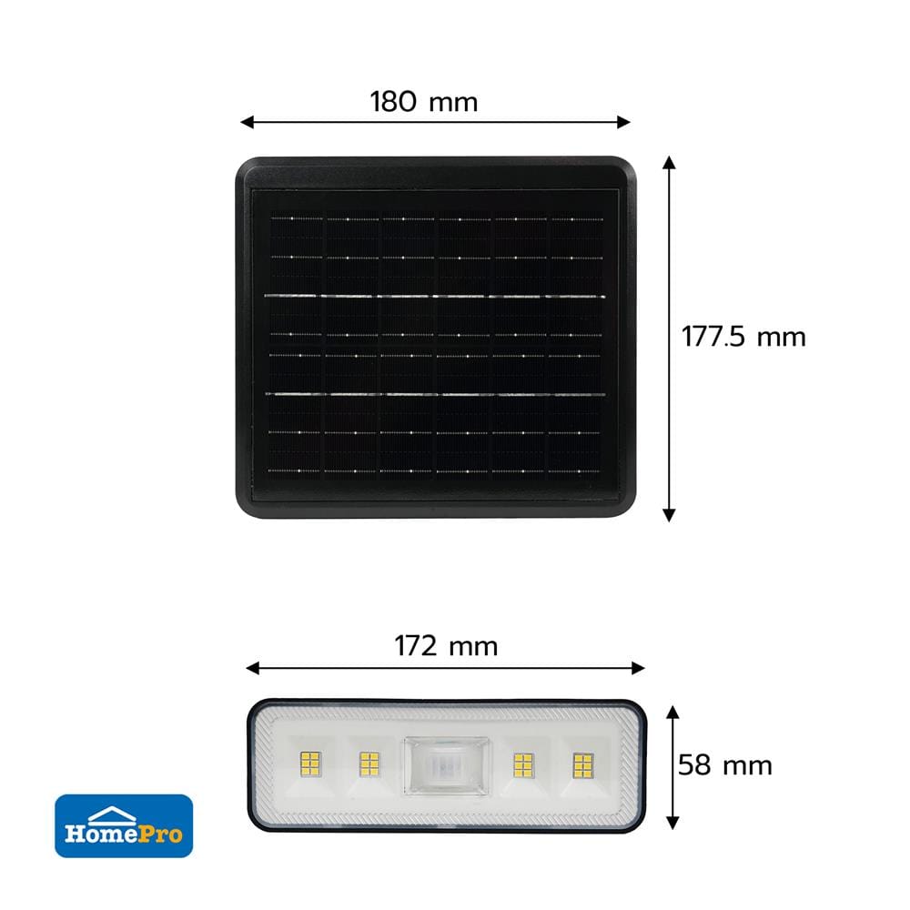 ไฟผนังภายนอก SOLAR CARINI RADIANT1 8 วัตต์ DAYLIGHT สีดำ