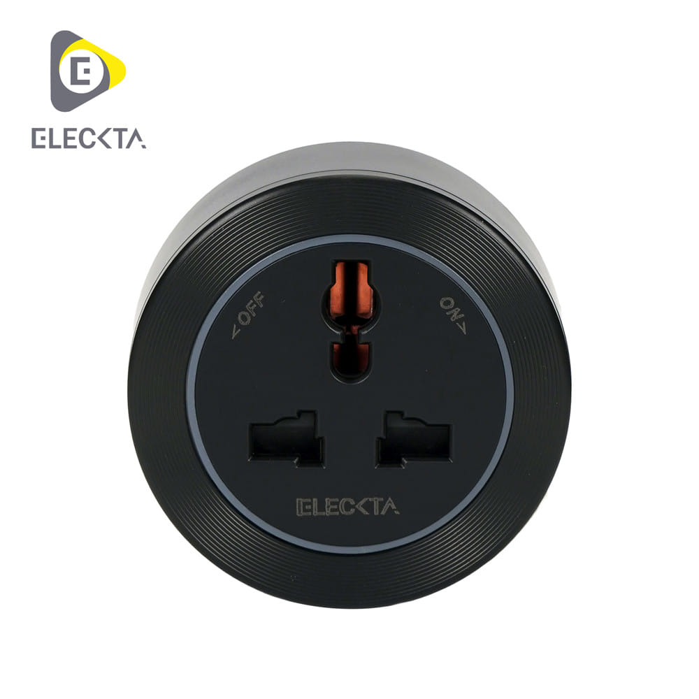 เต้ารับไร้สาย 3 ตา ELECKTA SP-06 สีดำ