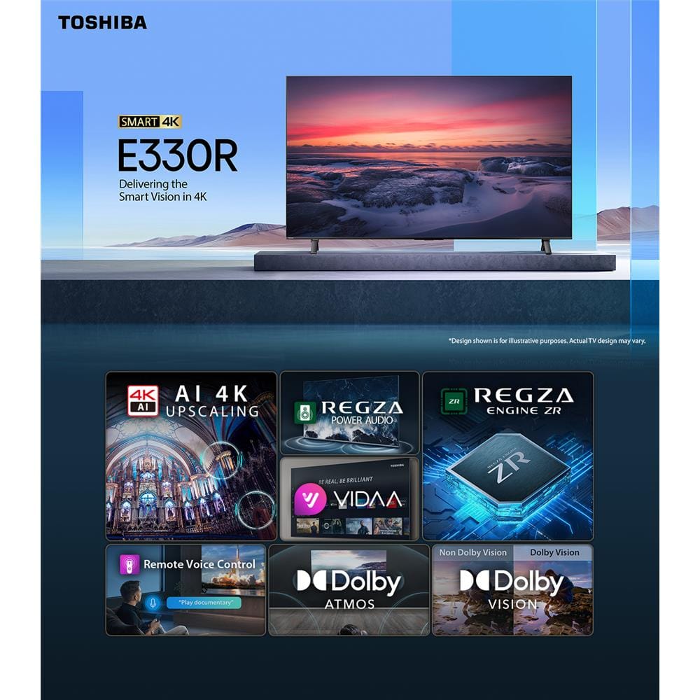 ทีวีแอลอีดี 43 นิ้ว TOSHIBA (4K, LED, VIDAA) 43E330RP