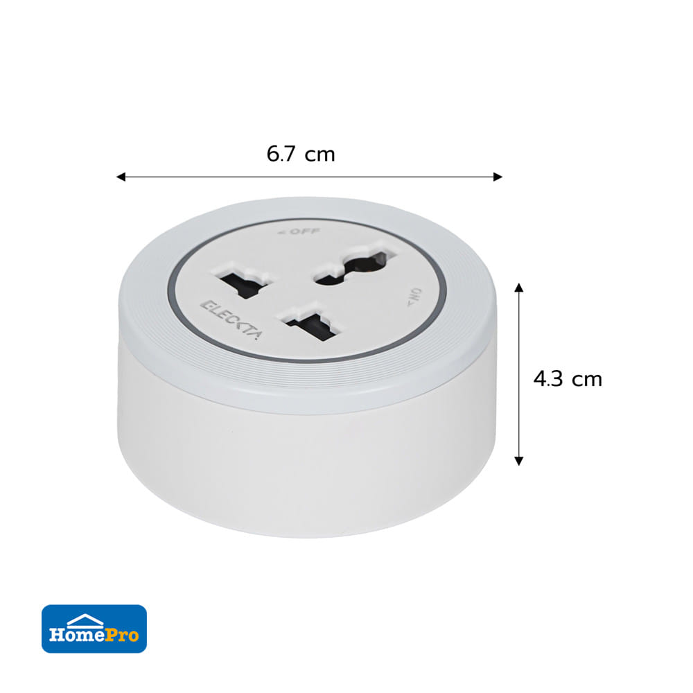 เต้ารับไร้สาย 3 ตา ELECKTA SP-06 สีขาว