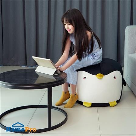 สตูล ME LIVING PUFFY PENGUIN สีขาว/ดำ_3