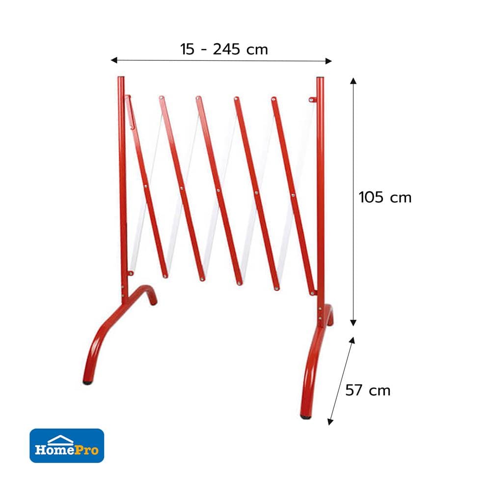 แผงกั้นจราจรยืดหดได้ RIGHT 15-245 ซม. สีแดง/ขาว