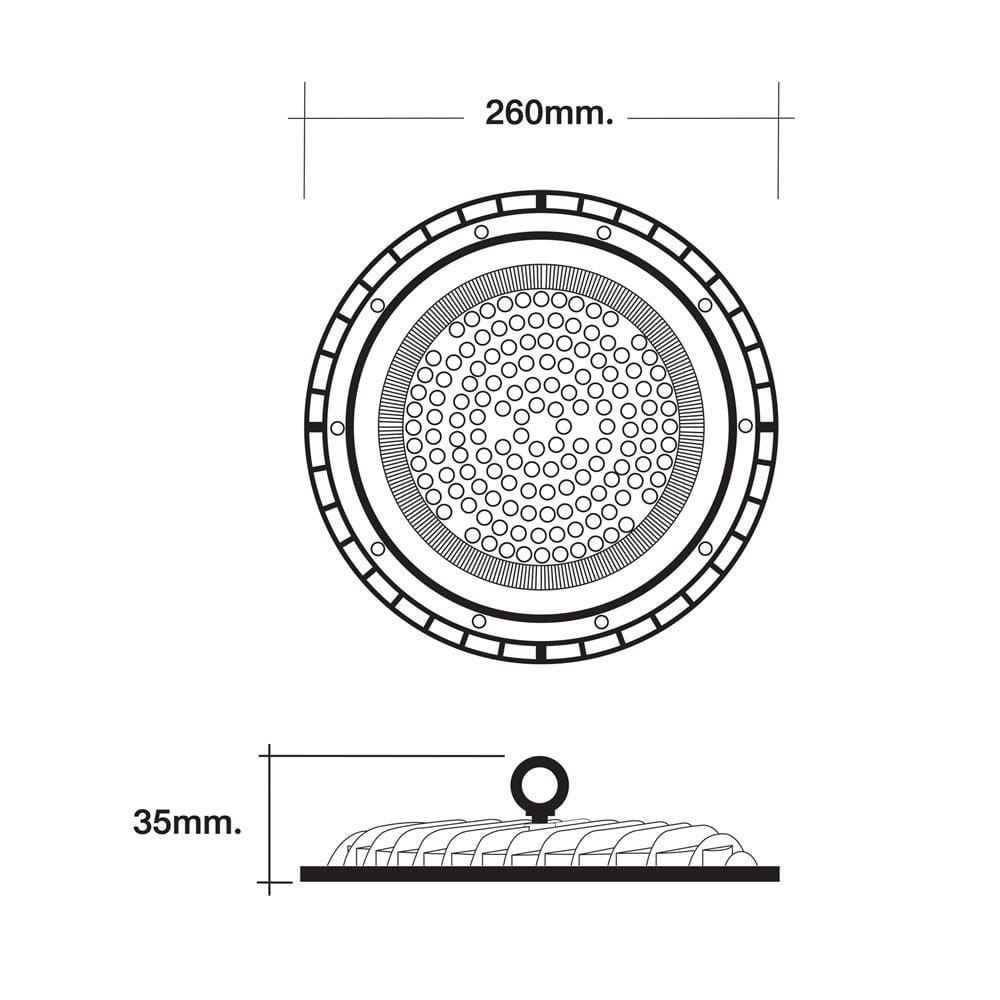 โคมไฮเบย์ LED HI-TEK FOCUS 100 วัตต์ DAYLIGHT สีดำ