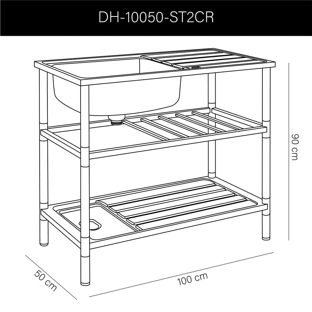 ซิงค์ขาตั้ง 1 หลุม 1 ที่พัก DYNA HOME DH-10050-ST2CR สีเงิน
