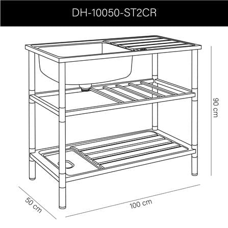 ซิงค์ขาตั้ง 1 หลุม 1 ที่พัก DYNA HOME DH-10050-ST2CR สีเงิน_4