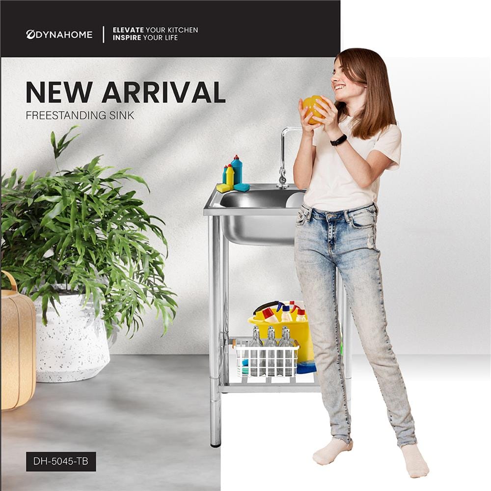 ซิงค์ขาตั้ง 1 หลุม DYNA HOME DH-5045-TB สีเงิน