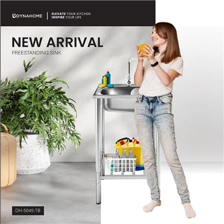 ซิงค์ขาตั้ง 1 หลุม DYNA HOME DH-5045-TB สีเงิน_3