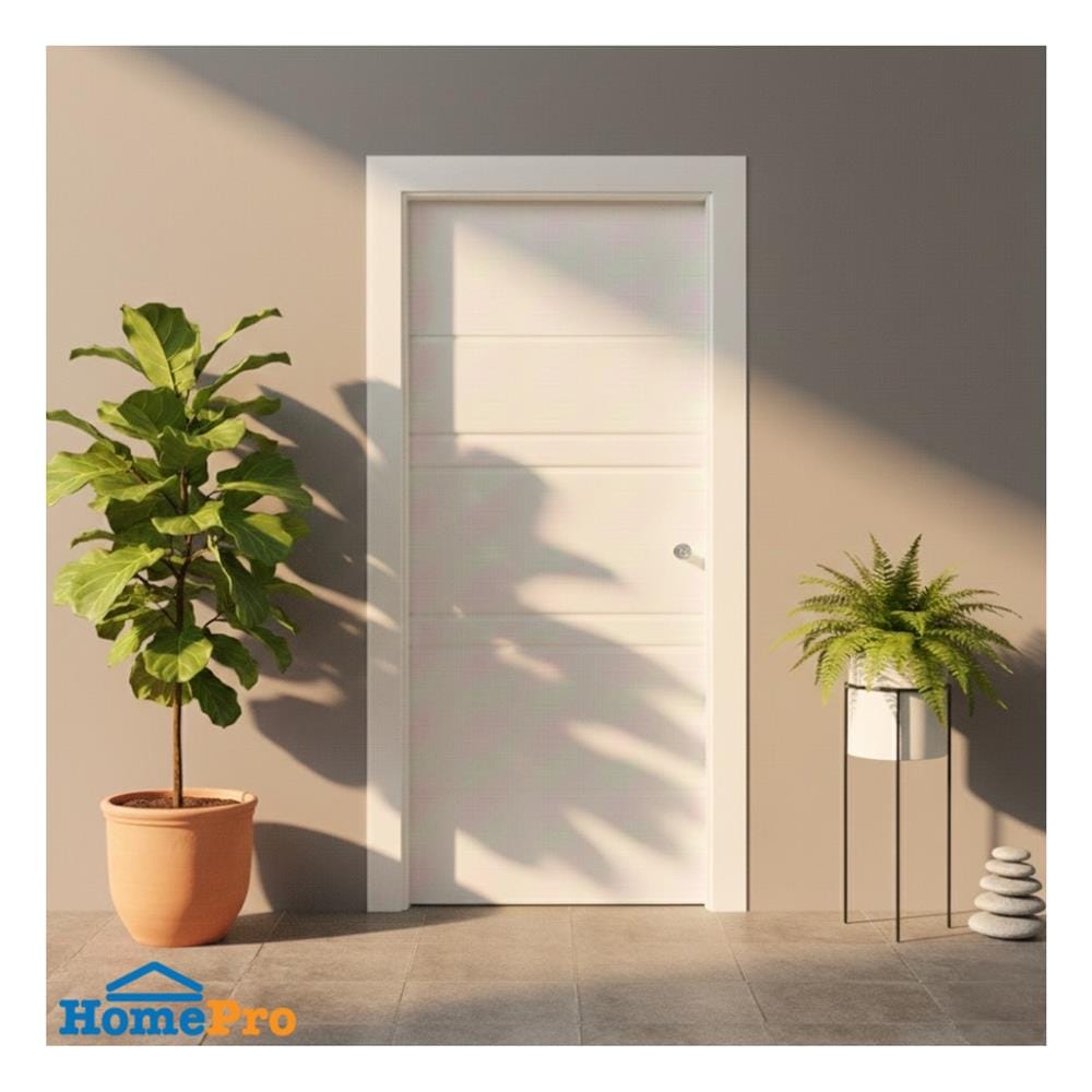 ประตูภายนอก UPVC เจาะลูกบิด MODERNWOOD MWR010 70x200 ซม. สีขาว
