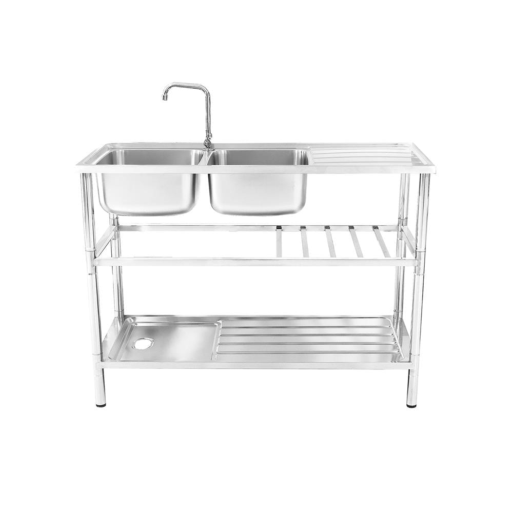 ซิงค์ขาตั้ง 2 หลุม 1 ที่พัก DYNA HOME DH-12050-ST2CR สีเงิน