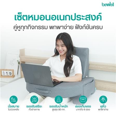 เซ็ตเบาะอเนกประสงค์ 2 ชิ้น BEWELL HW009 23x26 นิ้ว สีเทา_2