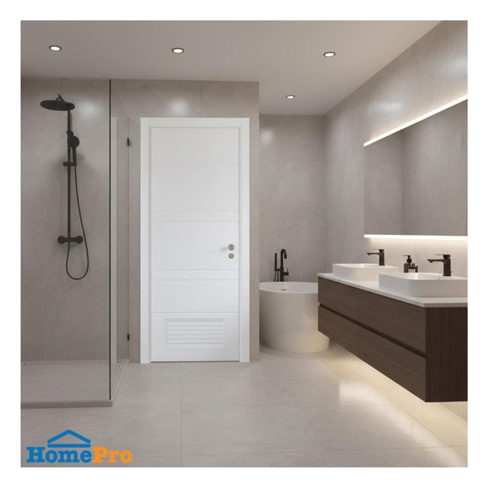 ประตูห้องน้ำ UPVC เจาะลูกบิด MODERNWOOD MLIR010 80x200 ซม. สีขาว