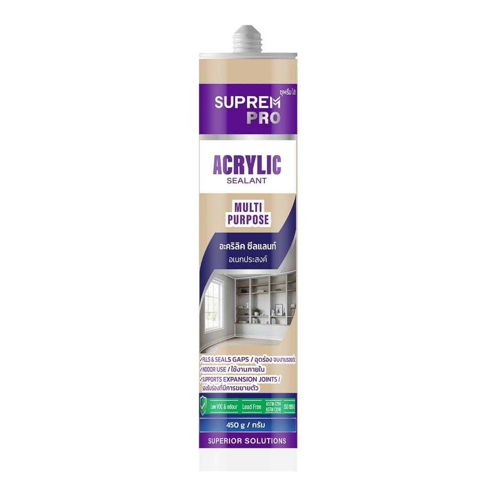 ยาแนวอะคริลิก SUPREMPRO MULTI PURPOSE 450 กรัม สีเบจ