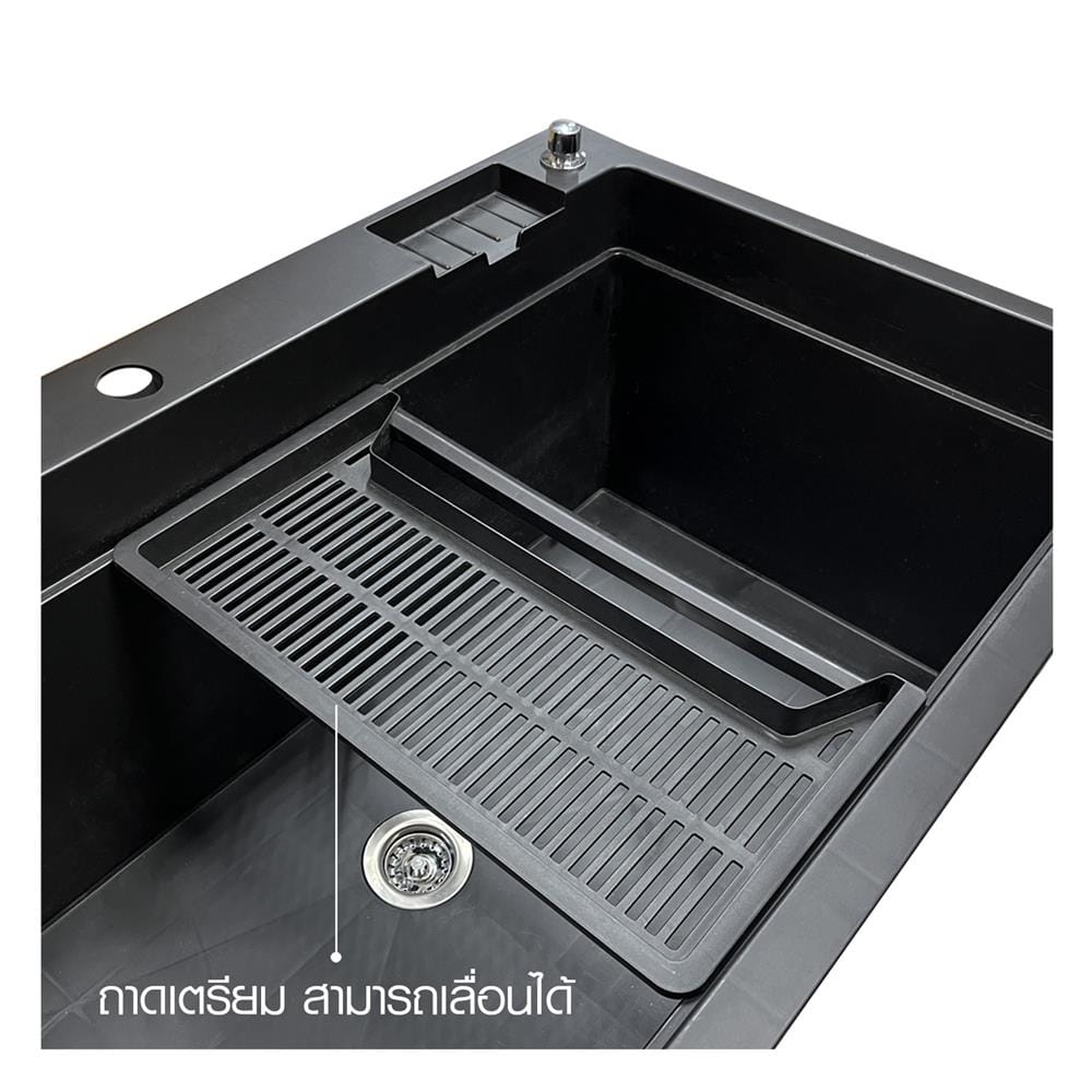 ซิงค์ขาตั้งพลาสติก 1 หลุม KUCINE INFO 4031 สีดำ