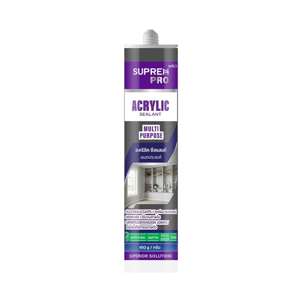 ยาแนวอะคริลิก SUPREMPRO MULTI PURPOSE 450 กรัม สีเทาเข้ม