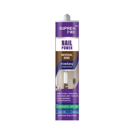 กาวพลังตะปู สูตรน้ำมัน SUPREMPRO UNIVERSAL BOND 300 มล. สีใส