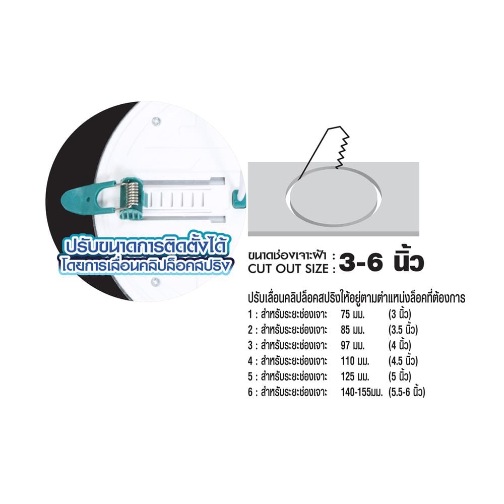 ดาวน์ไลท์ LED RACER DOWNLIGHT ORION 5 นิ้ว 15 วัตต์ DAYLIGHT สีขาว