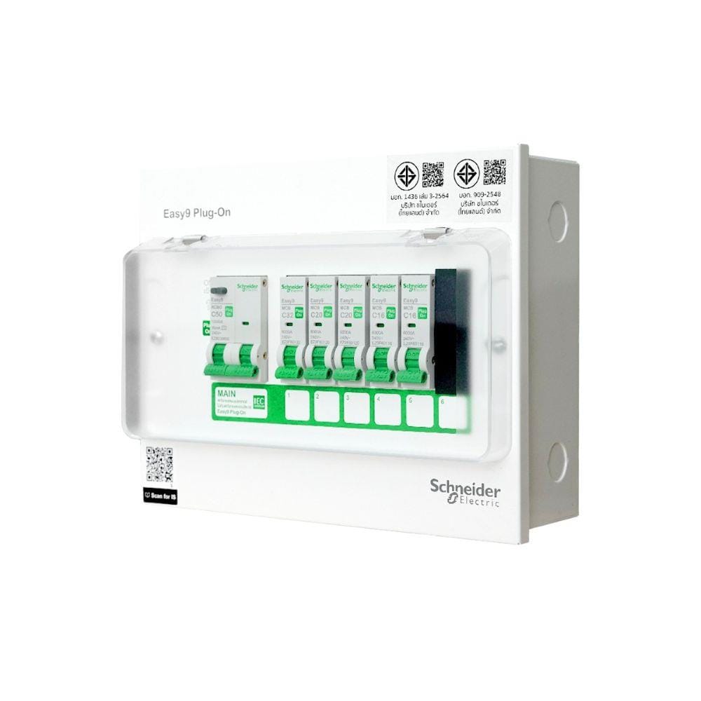 ชุดตู้คอนซูมเมอร์ยูนิต 6 ช่อง เมนกันดูด 50 แอมป์ SCHNEIDER EAZY9