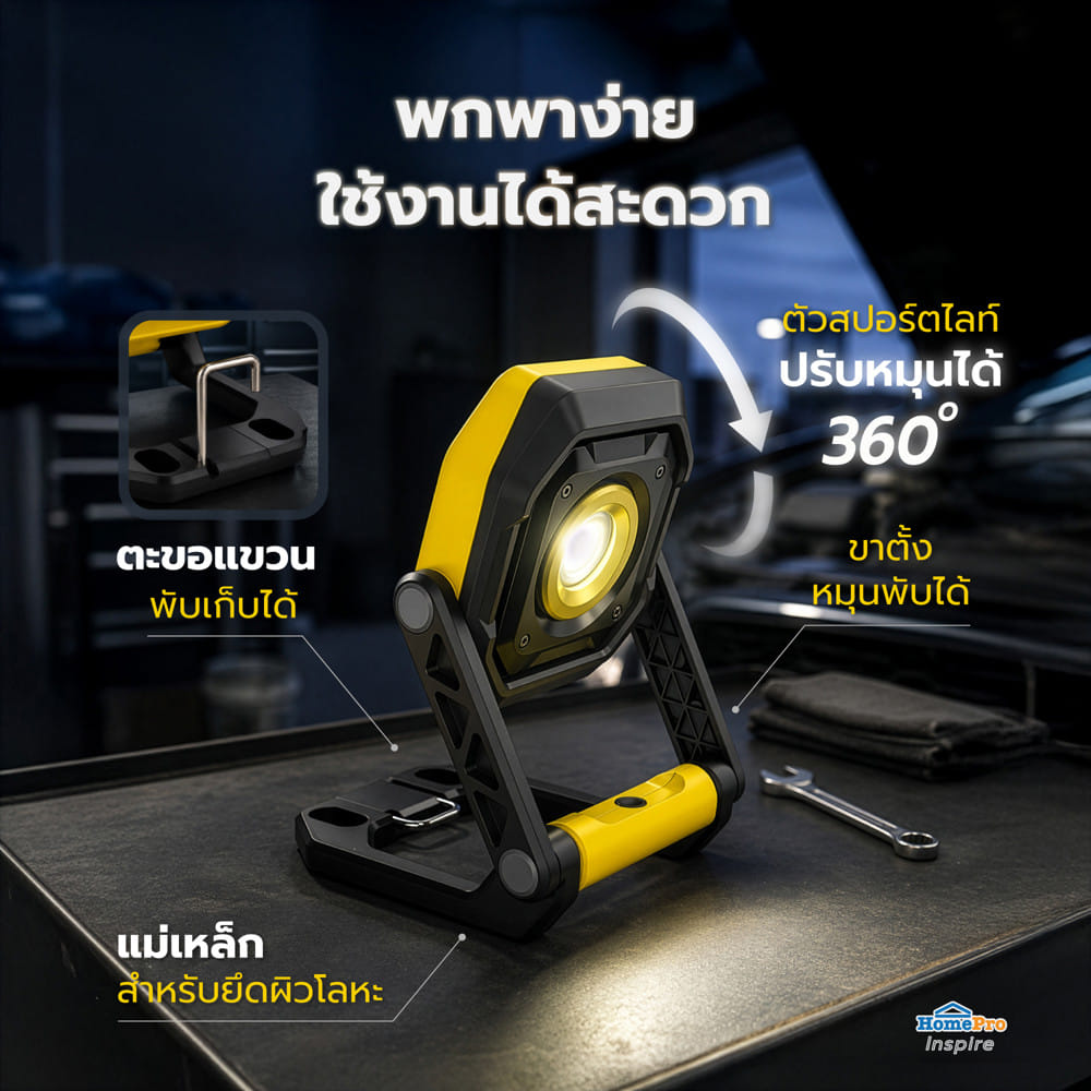 ไฟฉาย LED WORK LIGHT ELECKTA 2,000 ลูเมน 15 วัตต์ DAYLIGHT