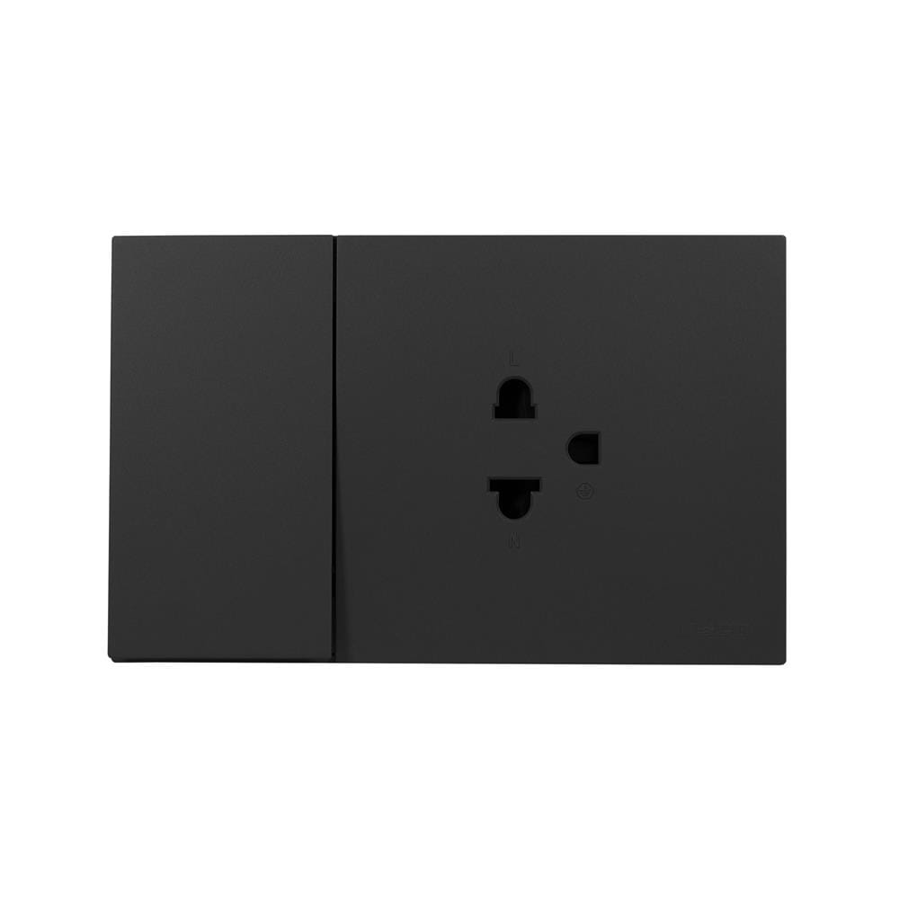ชุดเต้ารับเดี่ยว + สวิตช์ 1 ทาง HACO MELLOW HACO-LO-MEL-E11-MNB สี MIDNIGHT BLACK