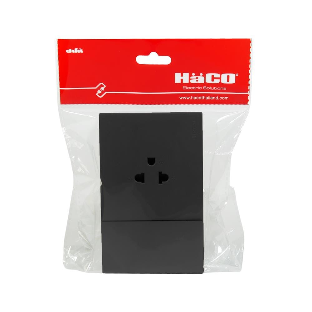 ชุดเต้ารับเดี่ยว + สวิตช์ 1 ทาง HACO MELLOW HACO-LO-MEL-E11-MNB สี MIDNIGHT BLACK