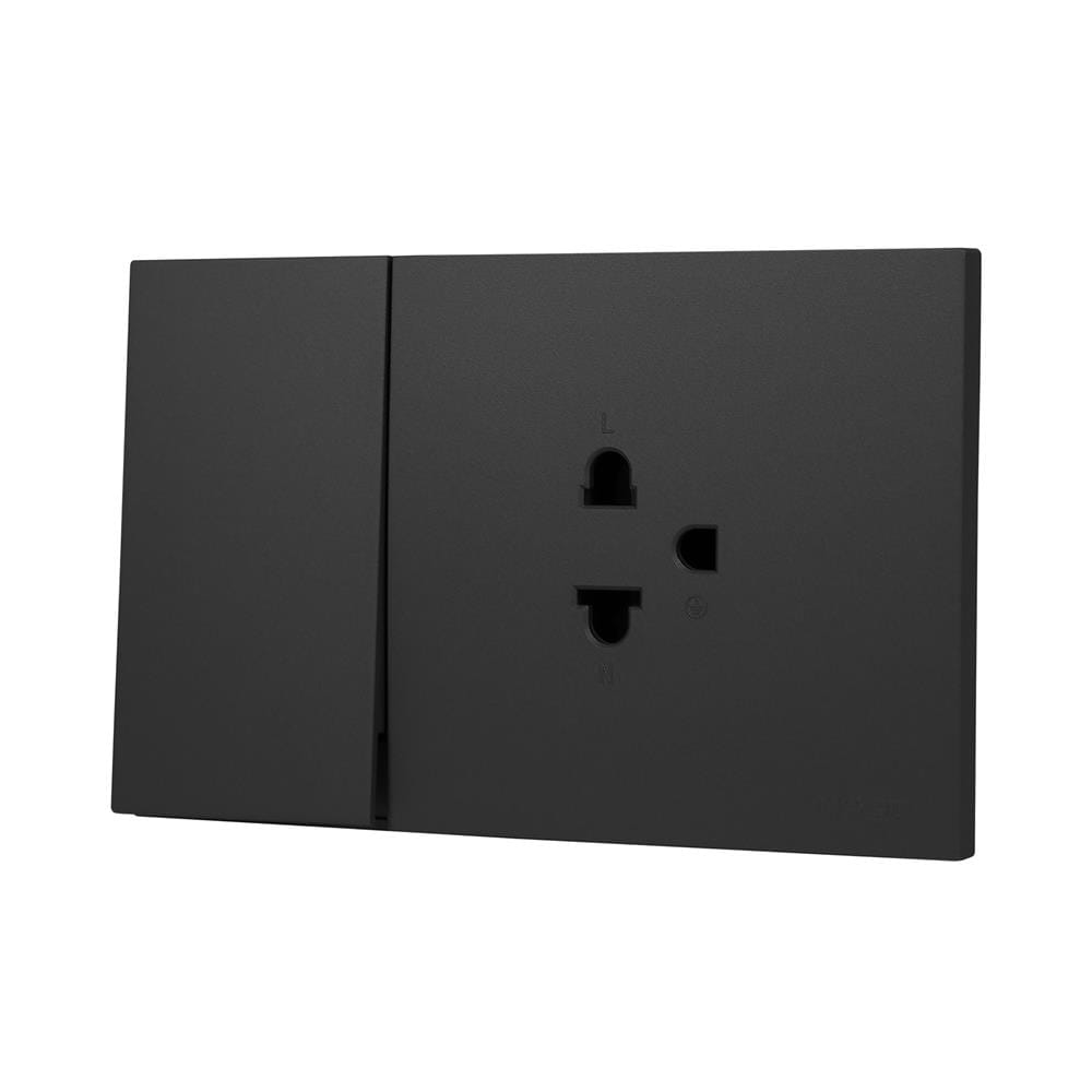 ชุดเต้ารับเดี่ยว + สวิตช์ 1 ทาง HACO MELLOW HACO-LO-MEL-E11-MNB สี MIDNIGHT BLACK