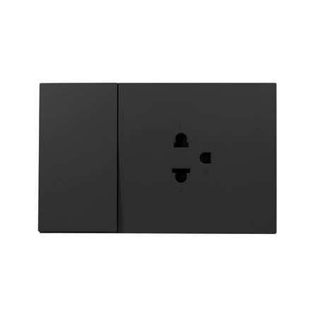 ชุดเต้ารับเดี่ยว + สวิตช์ 1 ทาง HACO MELLOW HACO-LO-MEL-E11-MNB สี MIDNIGHT BLACK_0