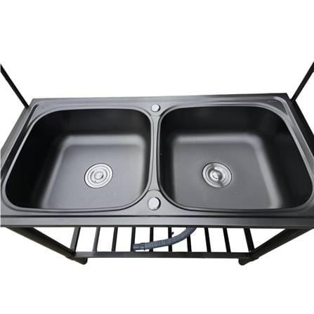 ซิงค์ขาตั้ง 2 หลุม LINEA AK100 2B สีเทาดำ_2