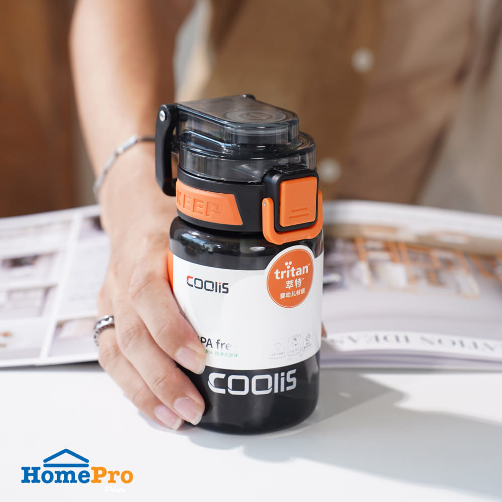 กระบอกน้ำพลาสติก HOMEPRO TRITAN CLEARGO 0.42 ลิตร สีดำ