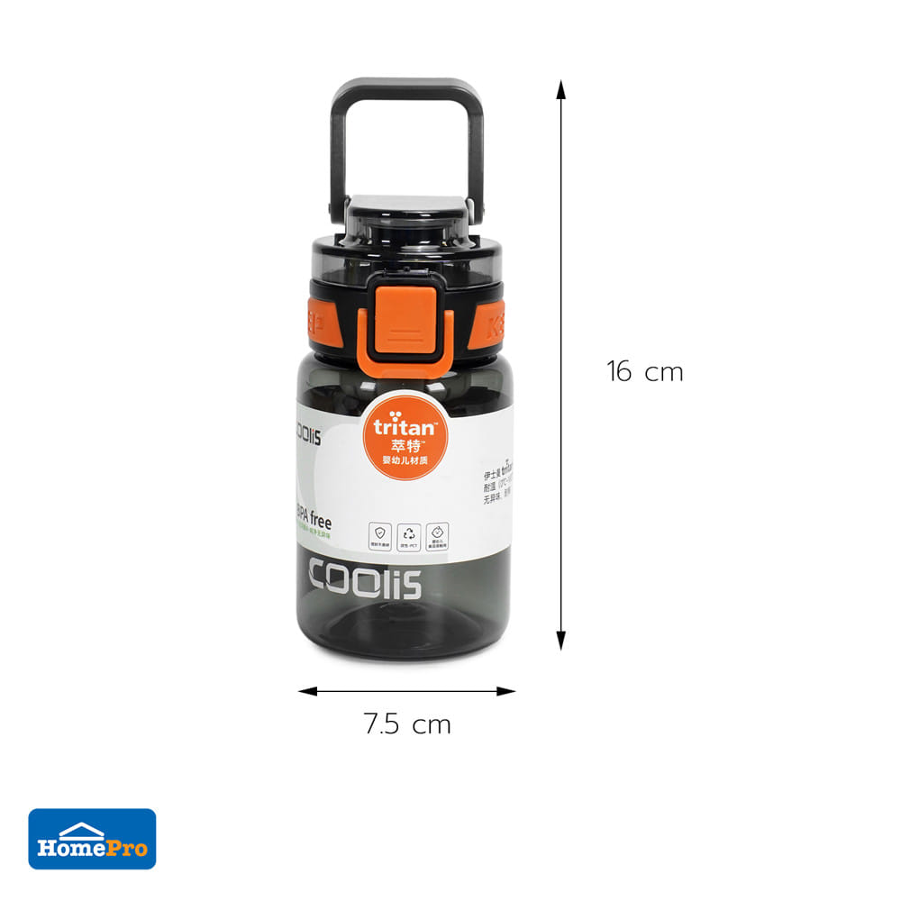 กระบอกน้ำพลาสติก HOMEPRO TRITAN CLEARGO 0.42 ลิตร สีดำ