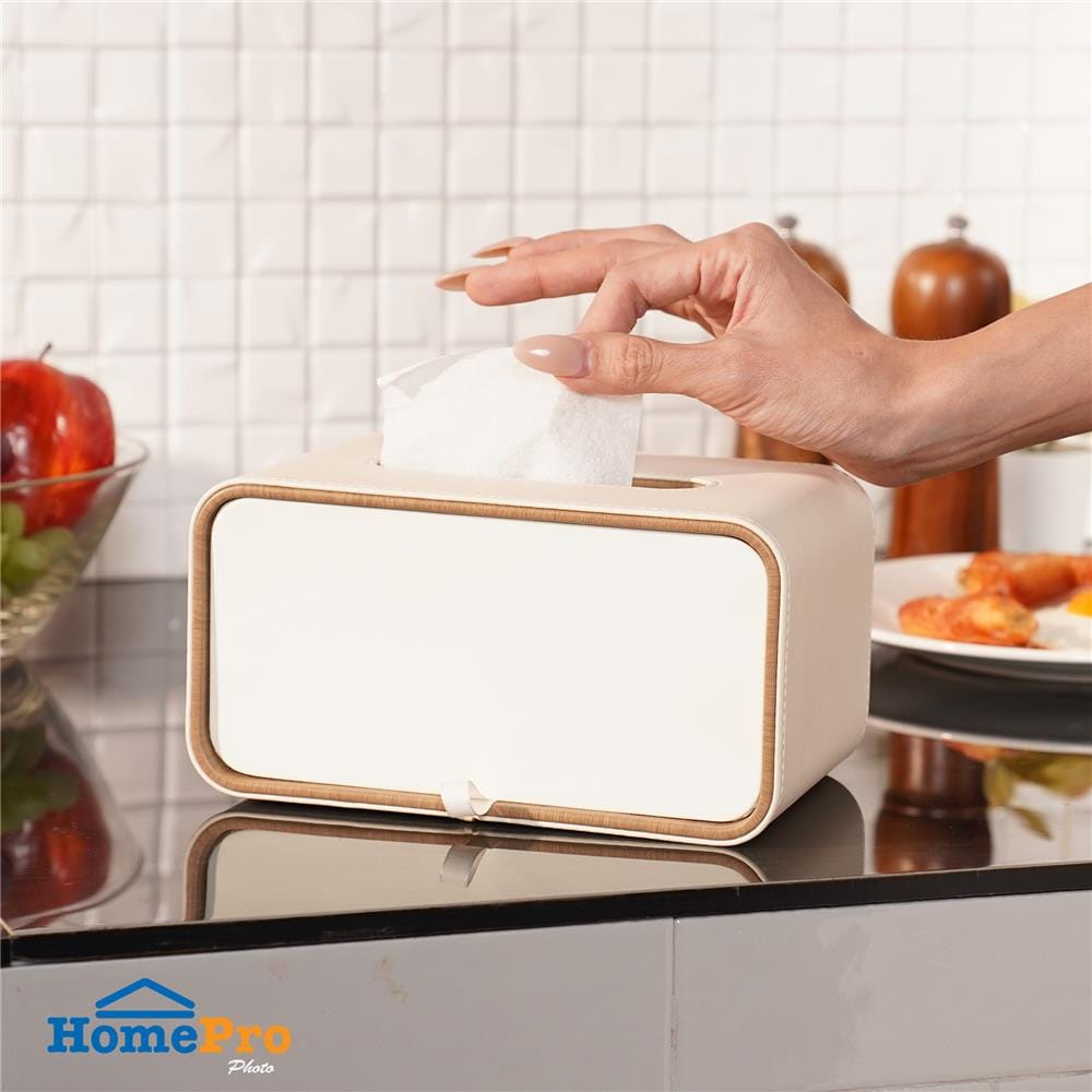 กล่องทิชชู่ PU HOMEPRO COZY SQUARE สีขาว