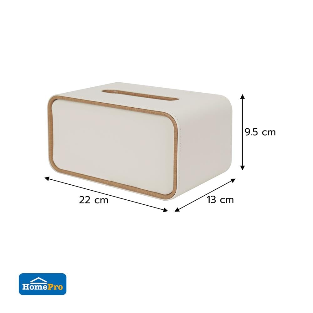 กล่องทิชชู่ PU HOMEPRO COZY SQUARE สีขาว