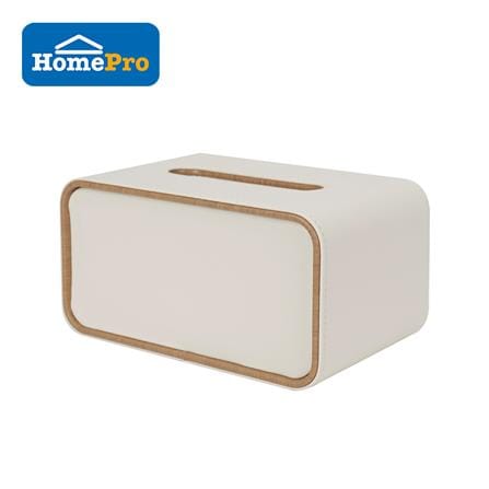 กล่องทิชชู่ PU HOMEPRO COZY SQUARE สีขาว_1
