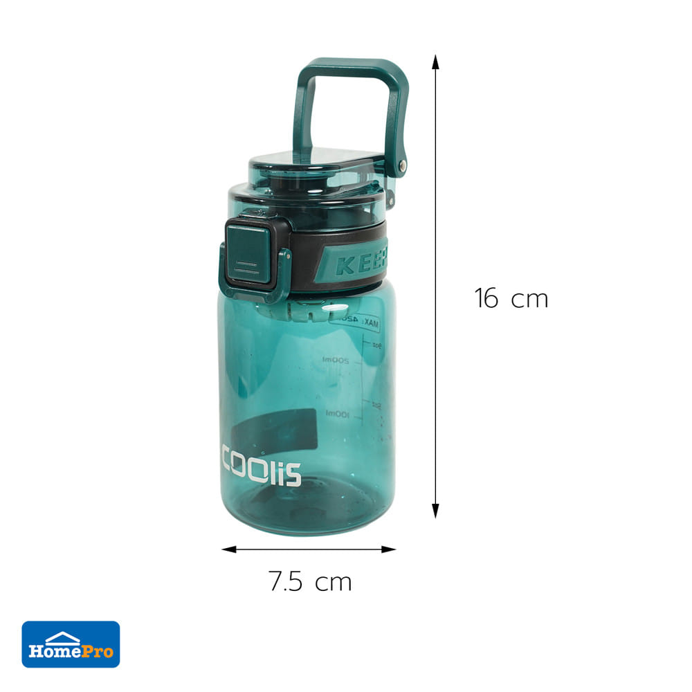 กระบอกน้ำพลาสติก HOMEPRO TRITAN CLEARGO 0.42 ลิตร สีเขียว
