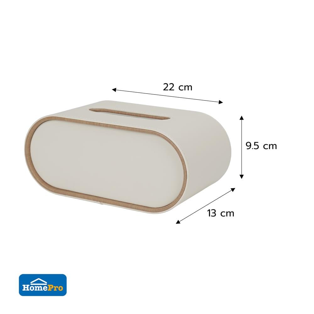 กล่องทิชชู่ PU HOMEPRO COZY OVAL สีขาว