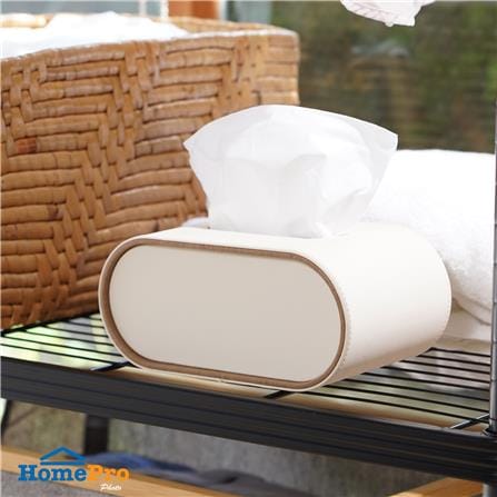 กล่องทิชชู่ PU HOMEPRO COZY OVAL สีขาว_5