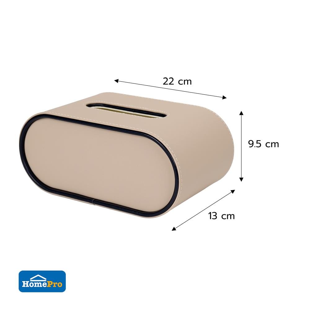 กล่องทิชชู่ PU HOMEPRO COZY OVAL สีเบจ