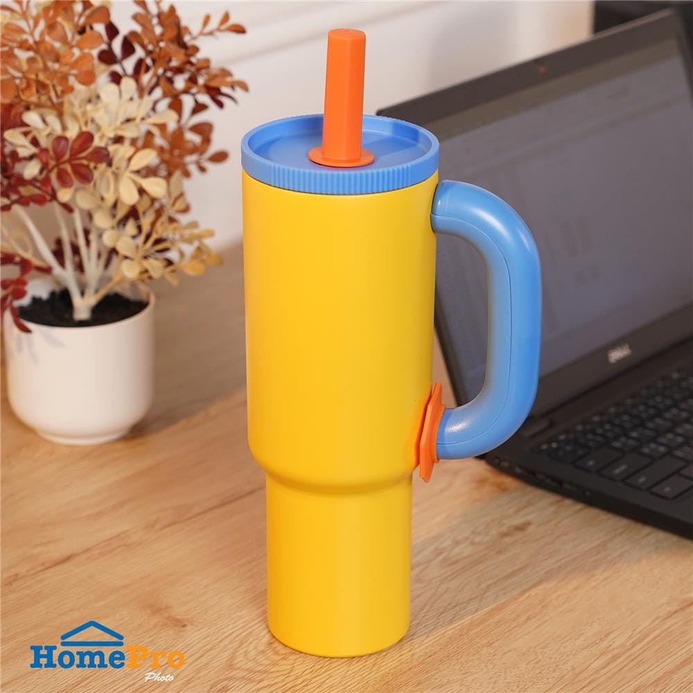 กระติกสุญญากาศ HOMEPRO JUMBOJOY สีเหลือง/ฟ้า 1.2 ลิตร