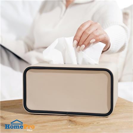 กล่องทิชชู่ PU HOMEPRO COZY SQUARE สีเบจ_4