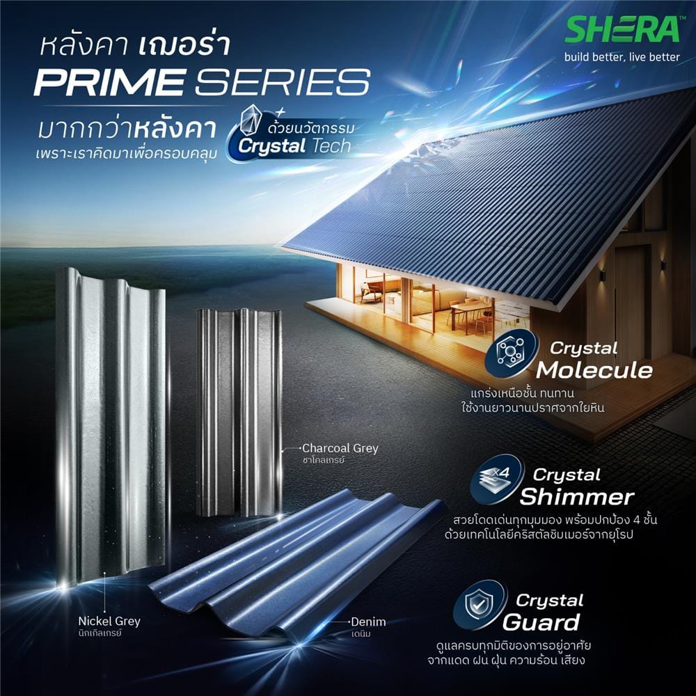 กระเบื้องหลังคา ลอนคู่ เฌอร่า PRIME SERIES 50x120x0.55 ซม. สีเดนิม