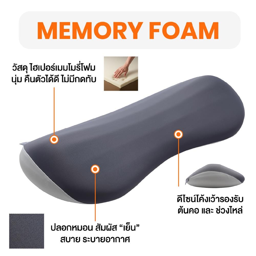 เบาะรองหลัง ERGOTREND 25.7x9.3 นิ้ว สี GREY/NAVY
