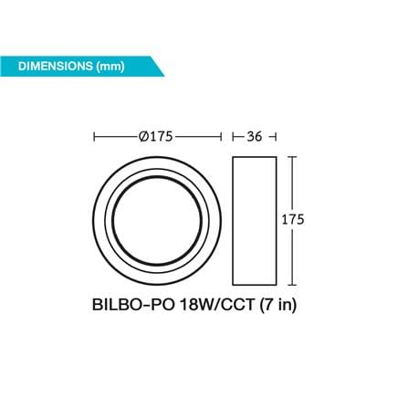 ดาวน์ไลท์ LED BEC BILBO-PO 7 นิ้ว 18 วัตต์ DAYLIGHT/COOL WHITE/WARM WHITE สีดำ_4