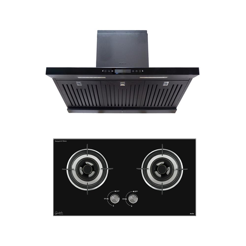 เตาฝัง+เครื่องดูดควัน AXIA SBL 76 + STARLIGHT 90 BK