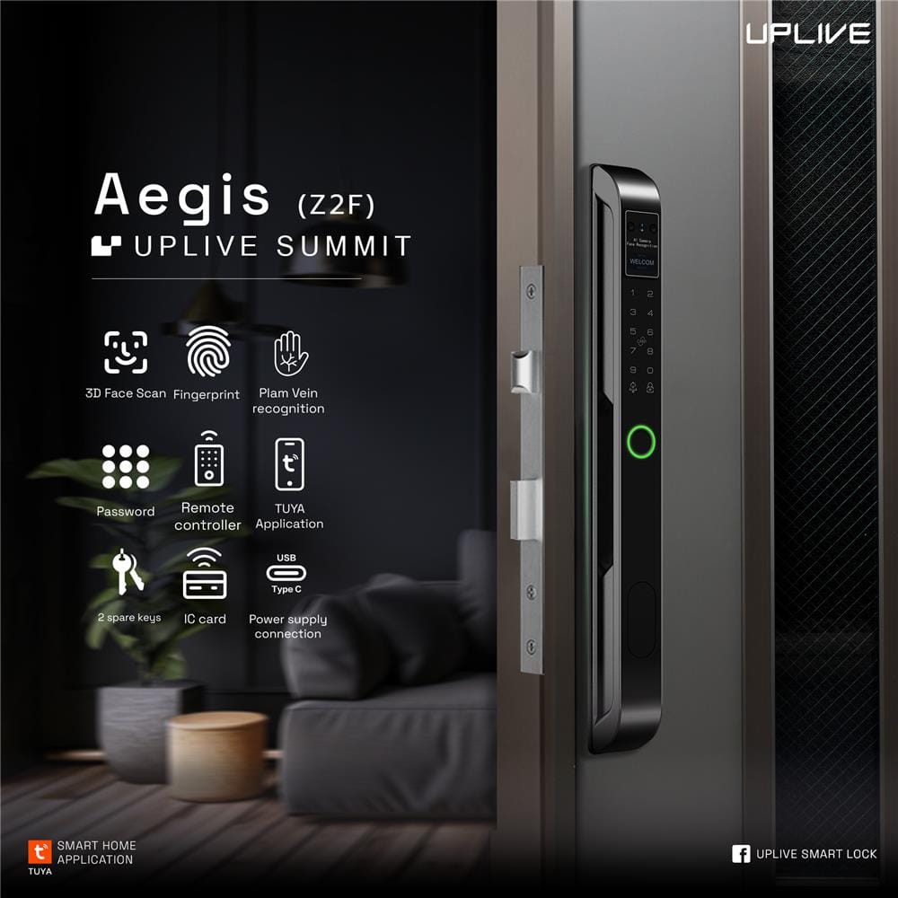 กลอนประตูดิจิตอล UPLIVE Z2F (AEGIS) สีดำ